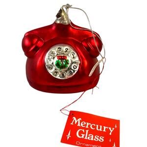 Department 56 Handblown Mercury Glass Jumbo Christmas 'Telephone' Ornament-NWT